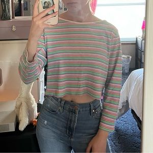 Vintage Rainbow Cropped Long Sleeved Shirt